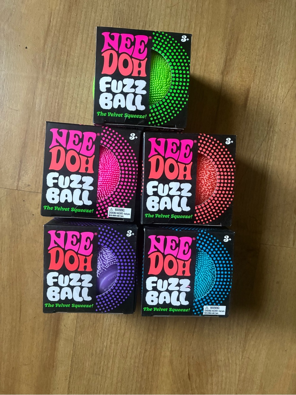 Schylling NEEDOH Fuzzball Lot Of 5 Authentic Factory Sealed Velvet Squeeze